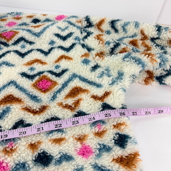 Eddie Bauer XXL Women Sherpa Fleece 1/4 Zip Aztec Geometric Pullover Sweatshirt - Picture 10 of 11